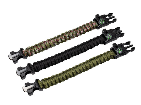 Bransoletka Survivalowa Paracord 5w1 Krzesiwo Kompas Gwizdek BR-003