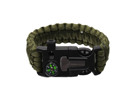 Bransoletka Survivalowa Paracord 5w1 Krzesiwo Kompas Gwizdek BR-003