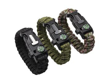 Bransoletka Survivalowa Paracord 5w1 Krzesiwo Kompas Gwizdek BR-003