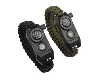 Bransoletka Survivalowa Paracord 9w1 Krzesiwo Kompas Latarka BR-004